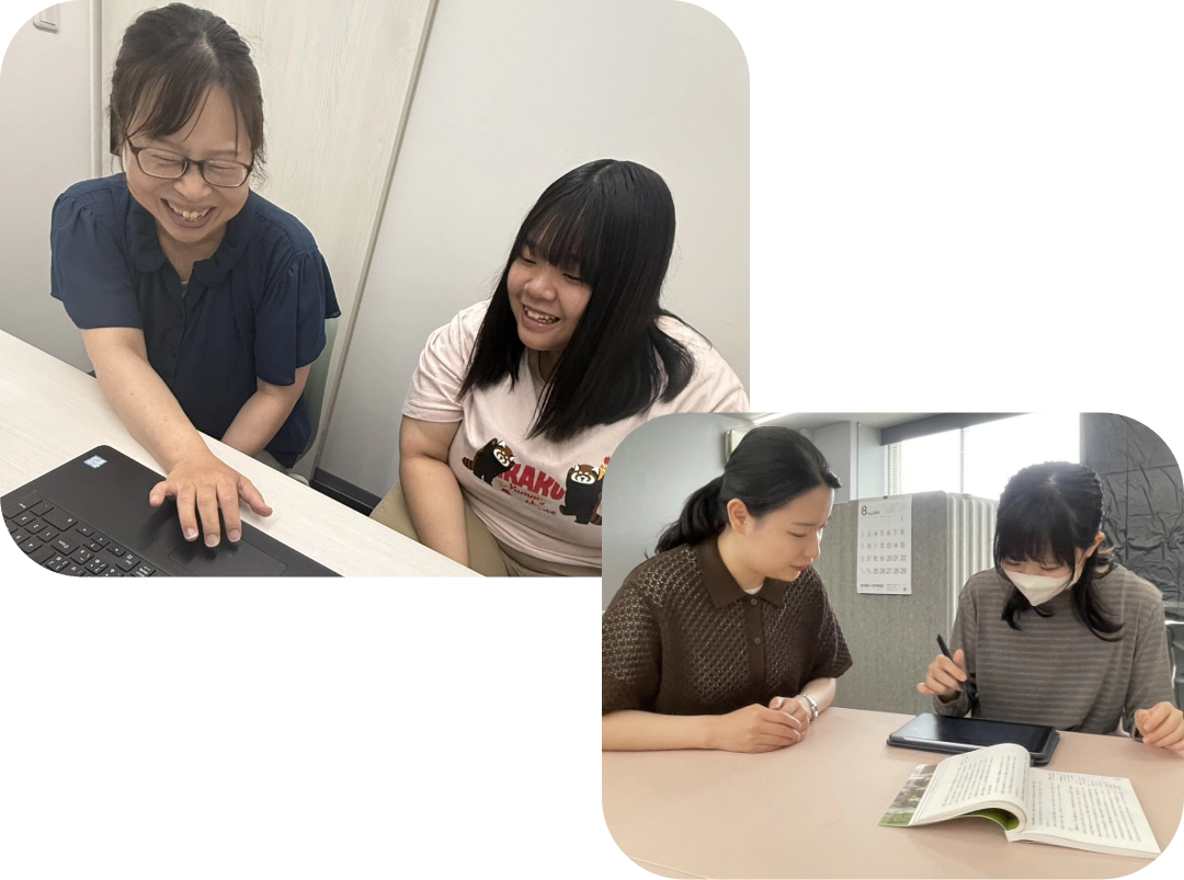 先生と生徒が個別に相談している様子